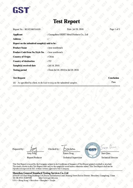 Chine Guangdong ORBIT Metal Products Co., Ltd Certifications